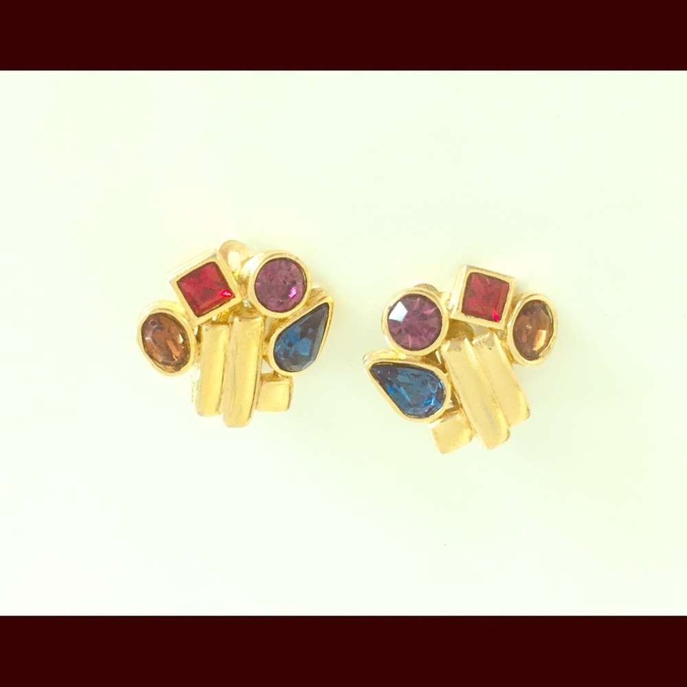 Givenchy Multi GoldTone Spinel Cluster Earrings - Picture 2 of 8